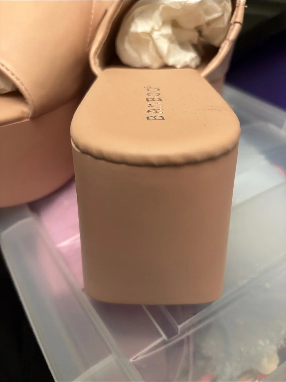 BAMBOO Blush Pink Platform Slide Sandals